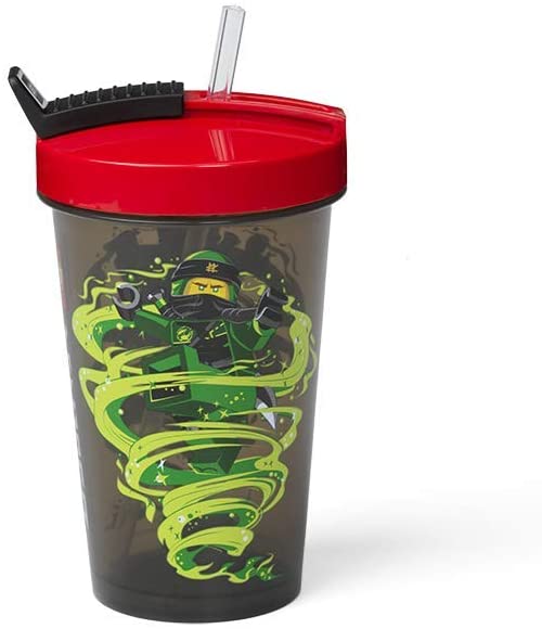 Room Copenhagen Ninjago Classic Cup with Straw, Black/Red, One Size (Pack of 1)