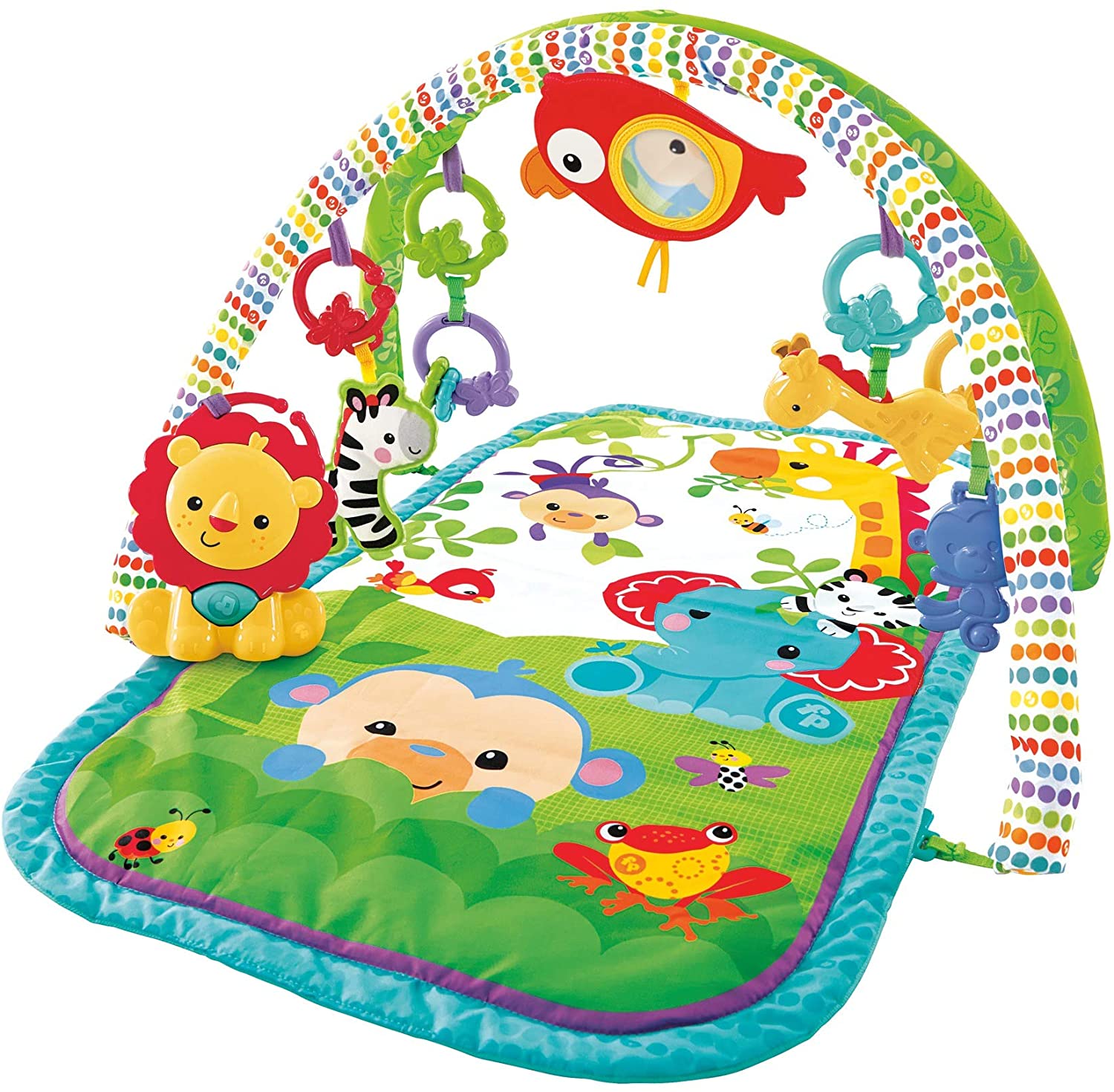 Fisher-Price CHP85 Rainforest Friends 3-in-1 Portable Baby’s Play Mat with Removable Toys - Suitable from Birth