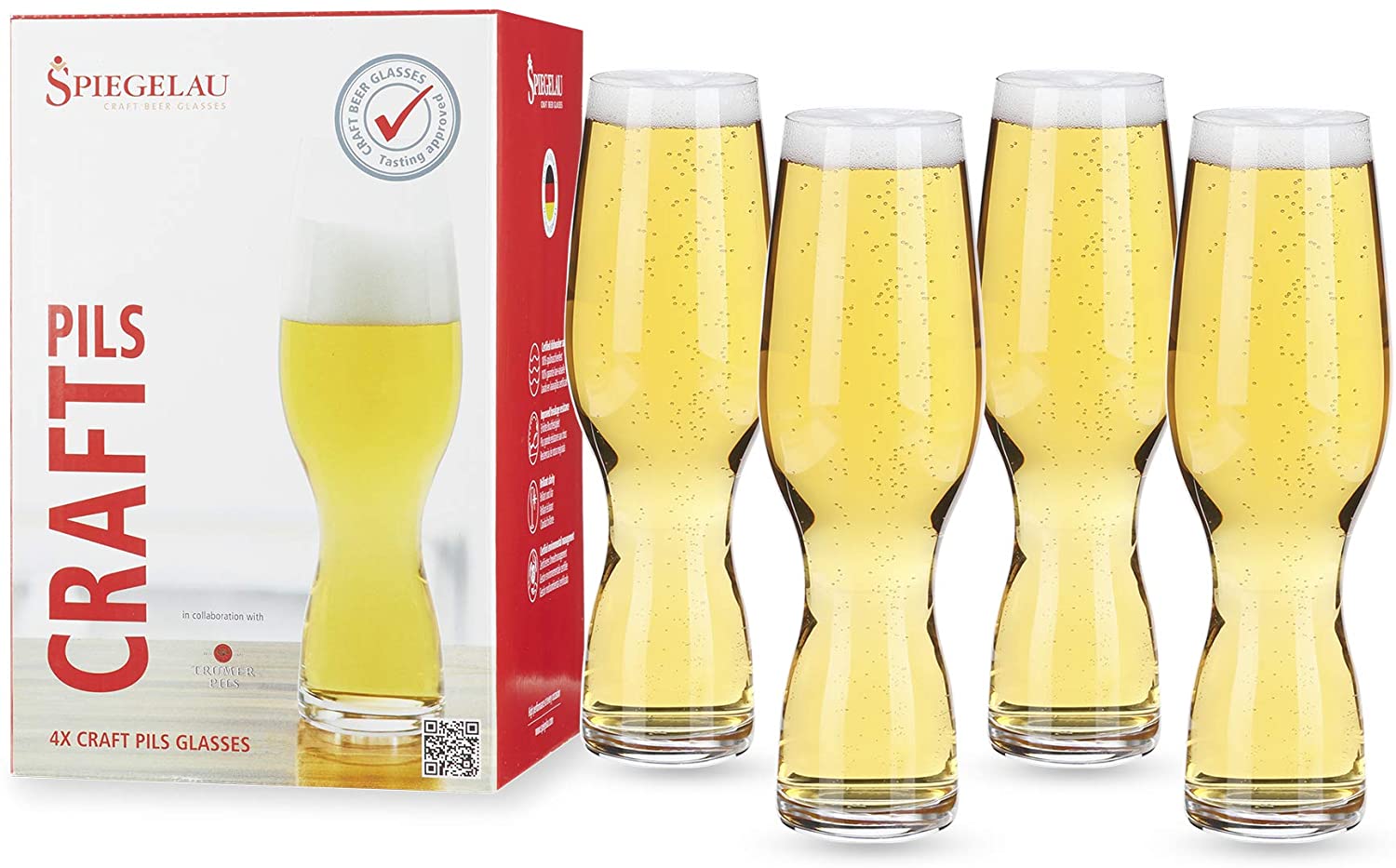 Spiegelau & Nachtmann Craft Pils Set of 4 Strength Beer Glasses