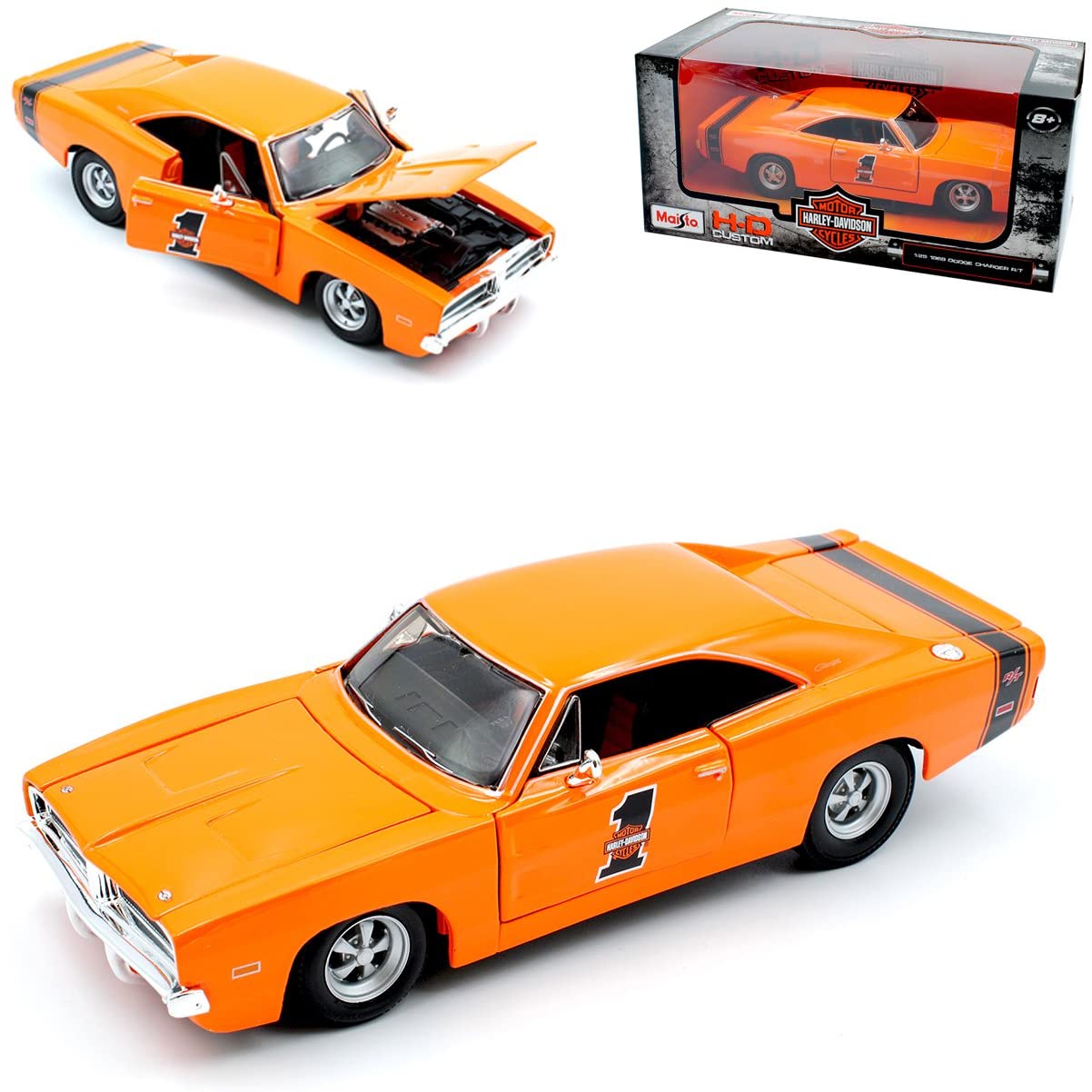 Maisto HarIey Davdson Maisto Dodge Charger R / T Coupe Orange No. 1 Hariey Davdson Edition 1968-1
