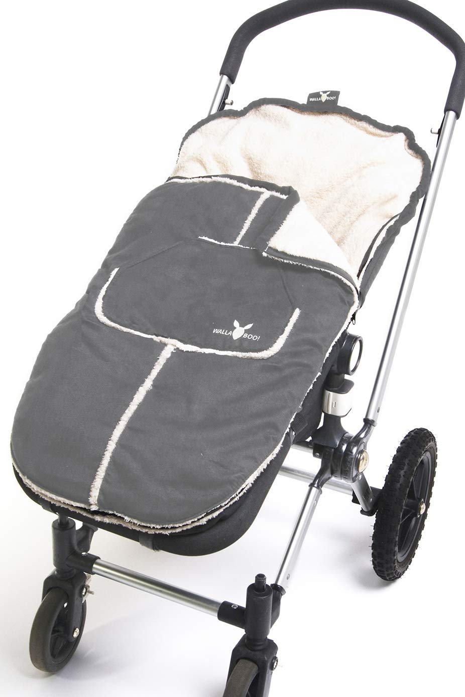 Wallaboo Fußsack Universal Stroller and Buggy with Teddy Plusch Wind and Weather Proof Mon. 6 to 3 Years grey