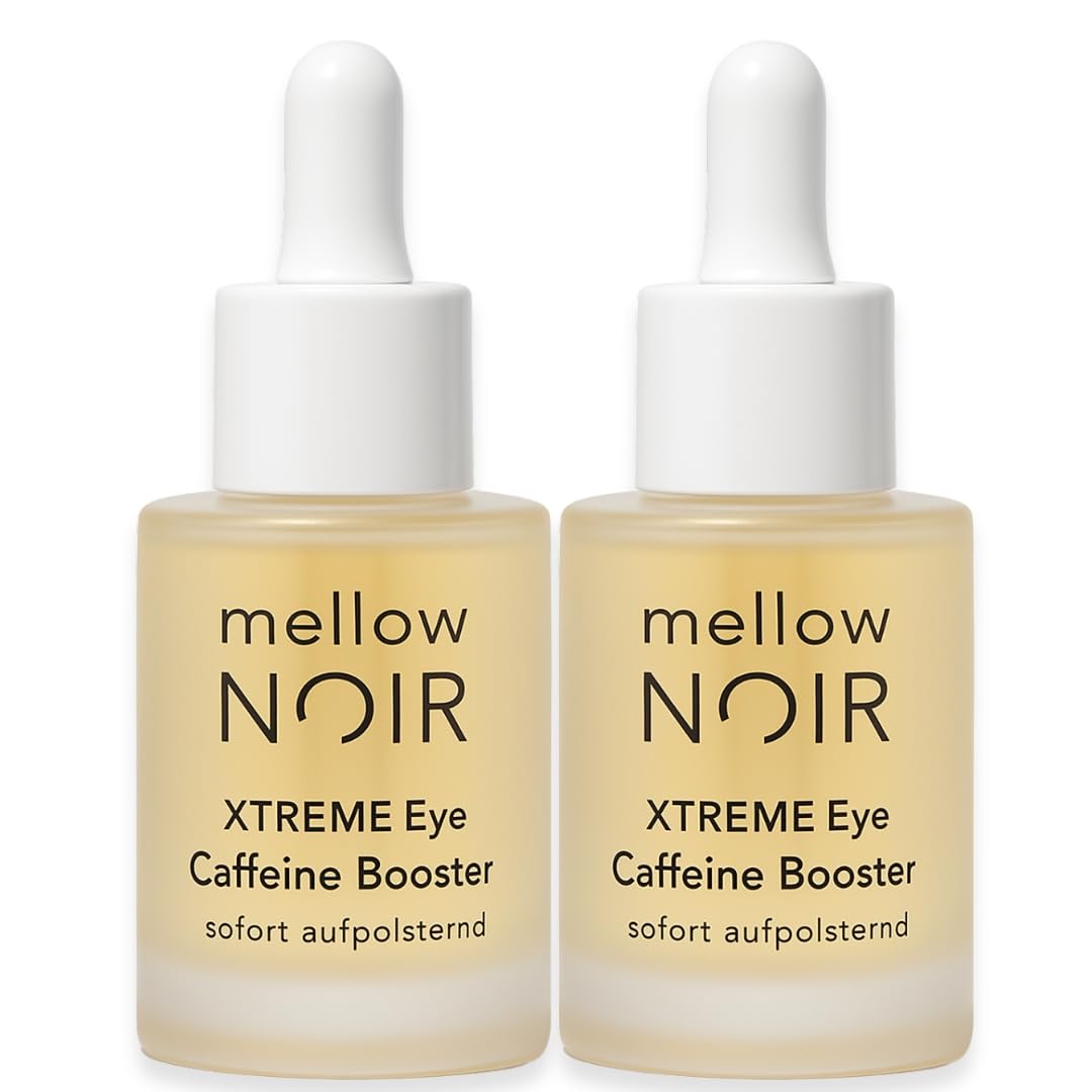 mellow NOIR Xtreme Eye Caffeine Booster 2 x 15 ml - Instant Padding - Eye Serum with Caffeine for Tired Swollen Eyes - Against Dark Circles and Bags - Vegan - Certified Natural Cosmetics
