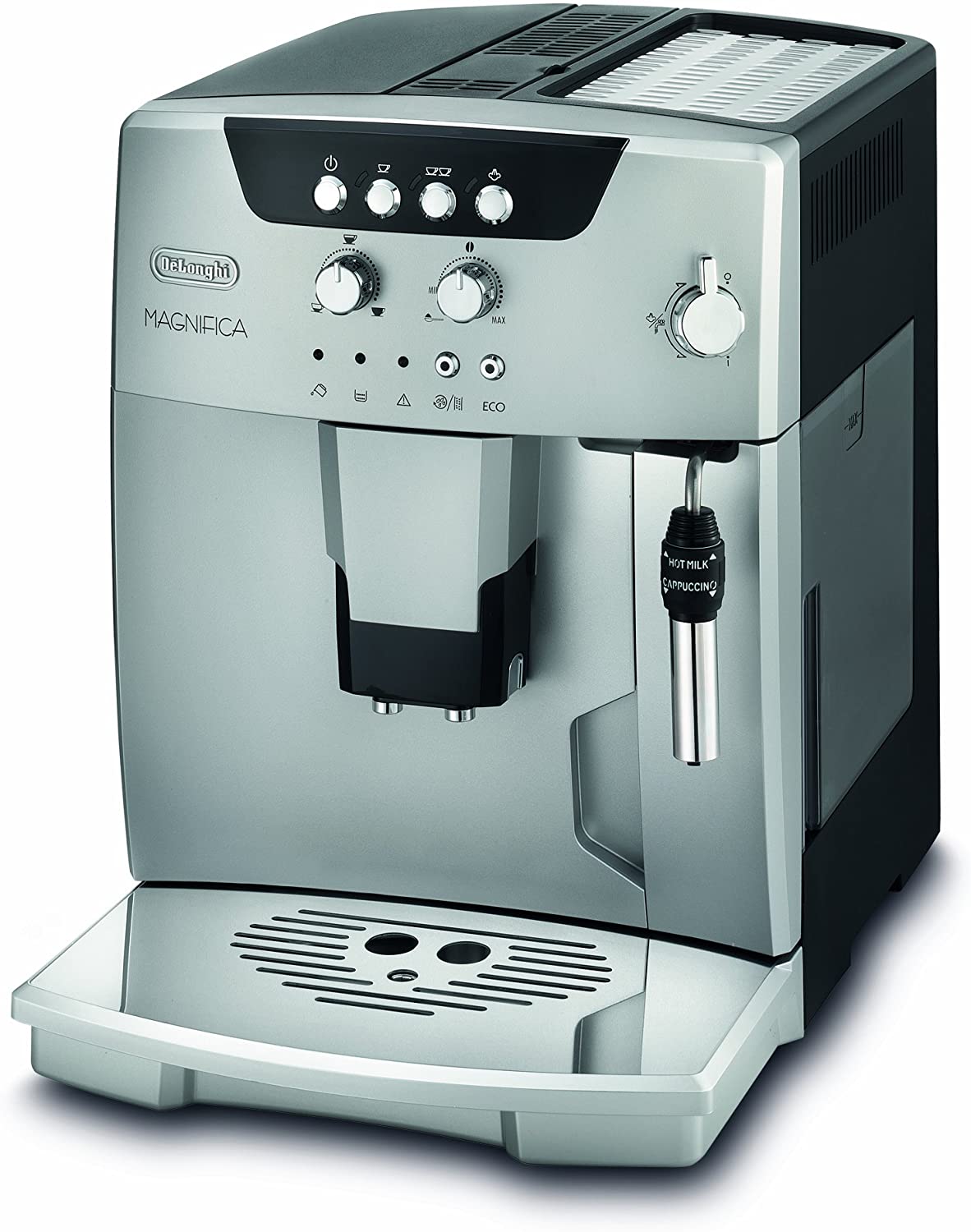 De’Longhi De\'Longhi Magnifica ESAM 04.120.S Fully Automatic Coffee Machine, Large 1.8 L Water Tank, Direct Selection Buttons & Control Dial, Professional Milk Foam Nozzle, 13 Stage Conical Grinder, Removable Brewing Assembly, Silver