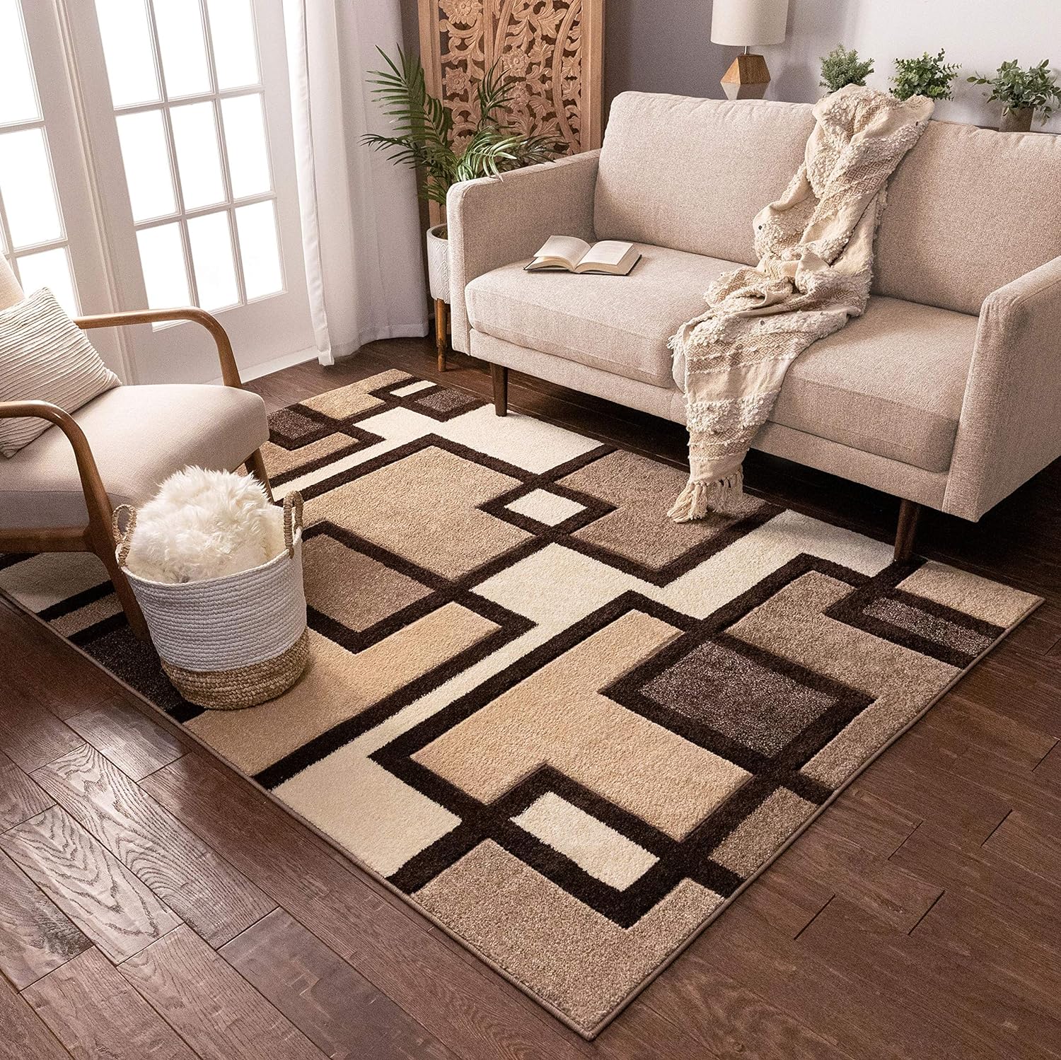 Modern Geometric Patterns Comfortable Hand Made Easy Clean Stain & Fade Res