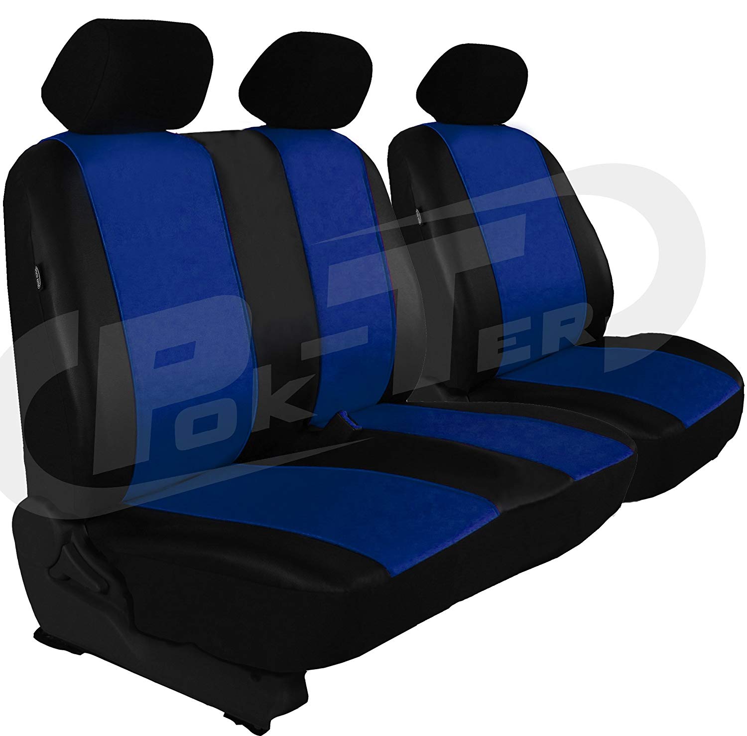 Customised Crafter II from 2017. Driver&apos;s Seat + 2 Passenger Seat Seat Cover (Back) Faux Leather. Colour Blue