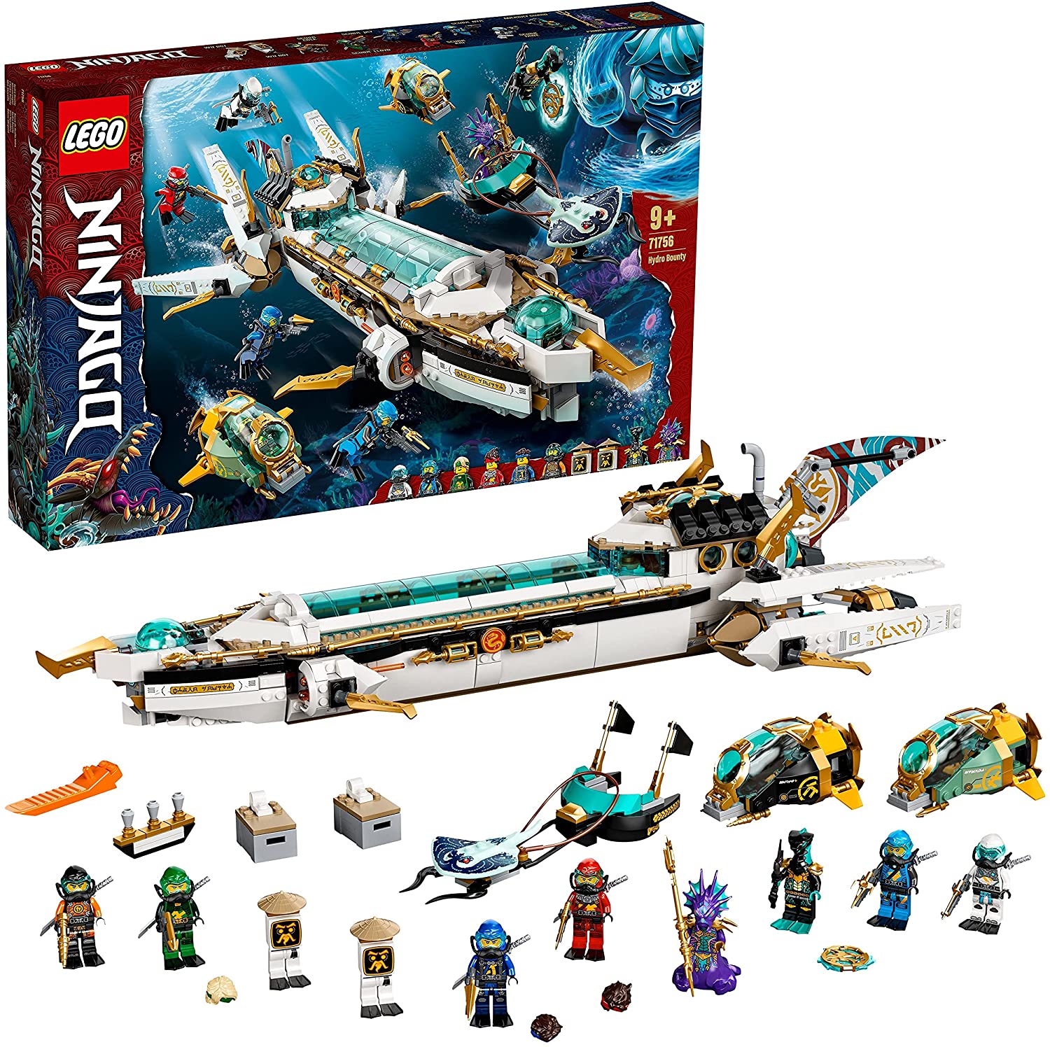 LEGO 71756 Ninjago Water Sailor, Submarine Toy for Boys and Girls from 9 Ye