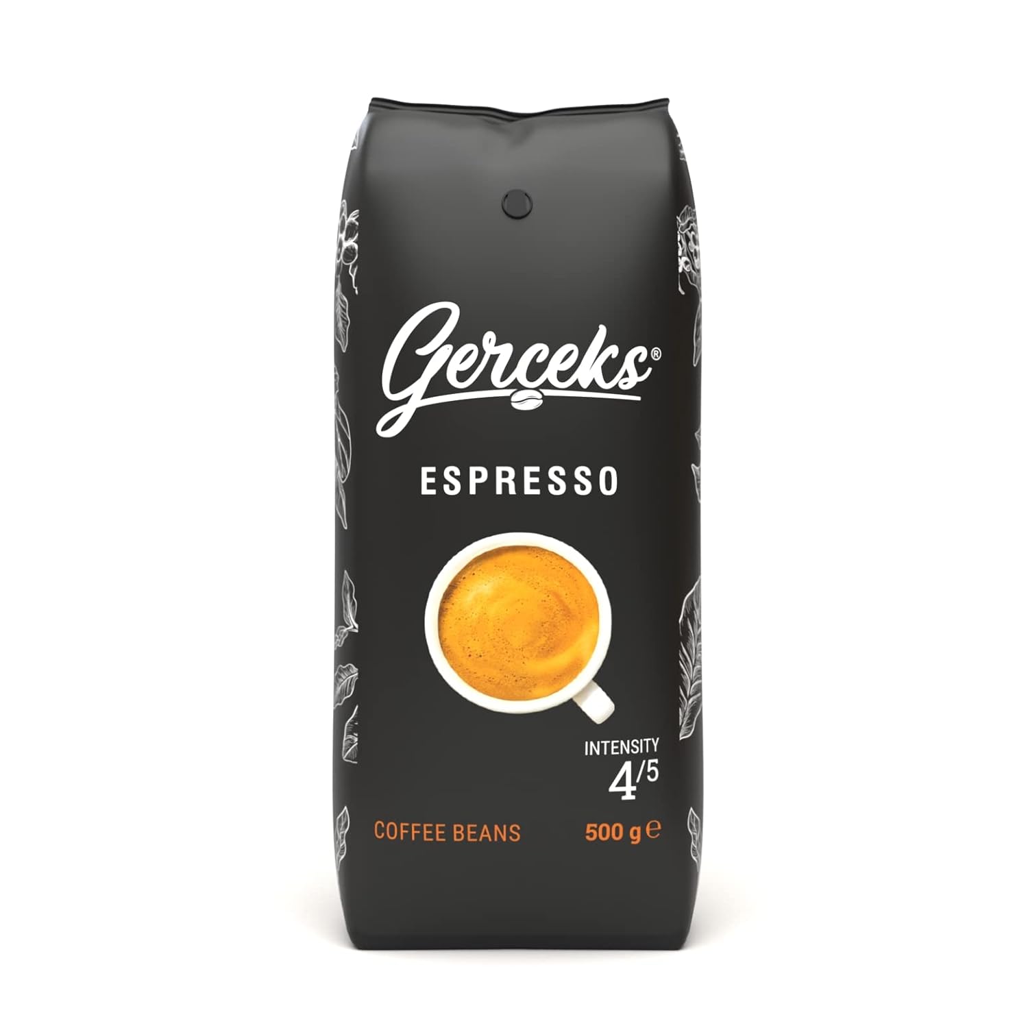 GERCEKS Espresso Coffee Beans Strong 500 g, Barista Coffee Chocolaty and Low Acid, Espresso Beans, Bean Coffee with Arabica and Robusta, Fine Crema, Ideal for Cappuccino