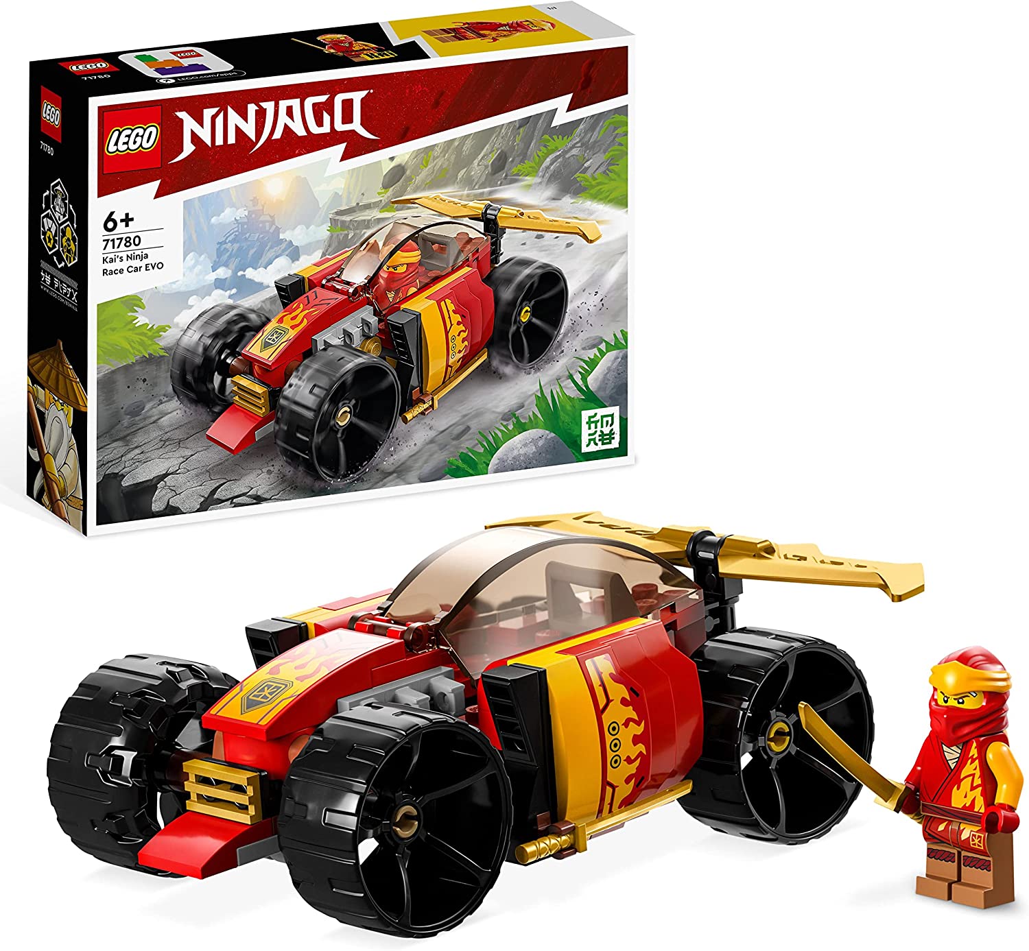 LEGO 71780 NINJAGO Kais Ninja Racing Car EVO 2-in-1 Racing Car Toy for Off-Road Vehicle, Model Kit for Boys and Girls from 6 Years, Birthday Gift Idea