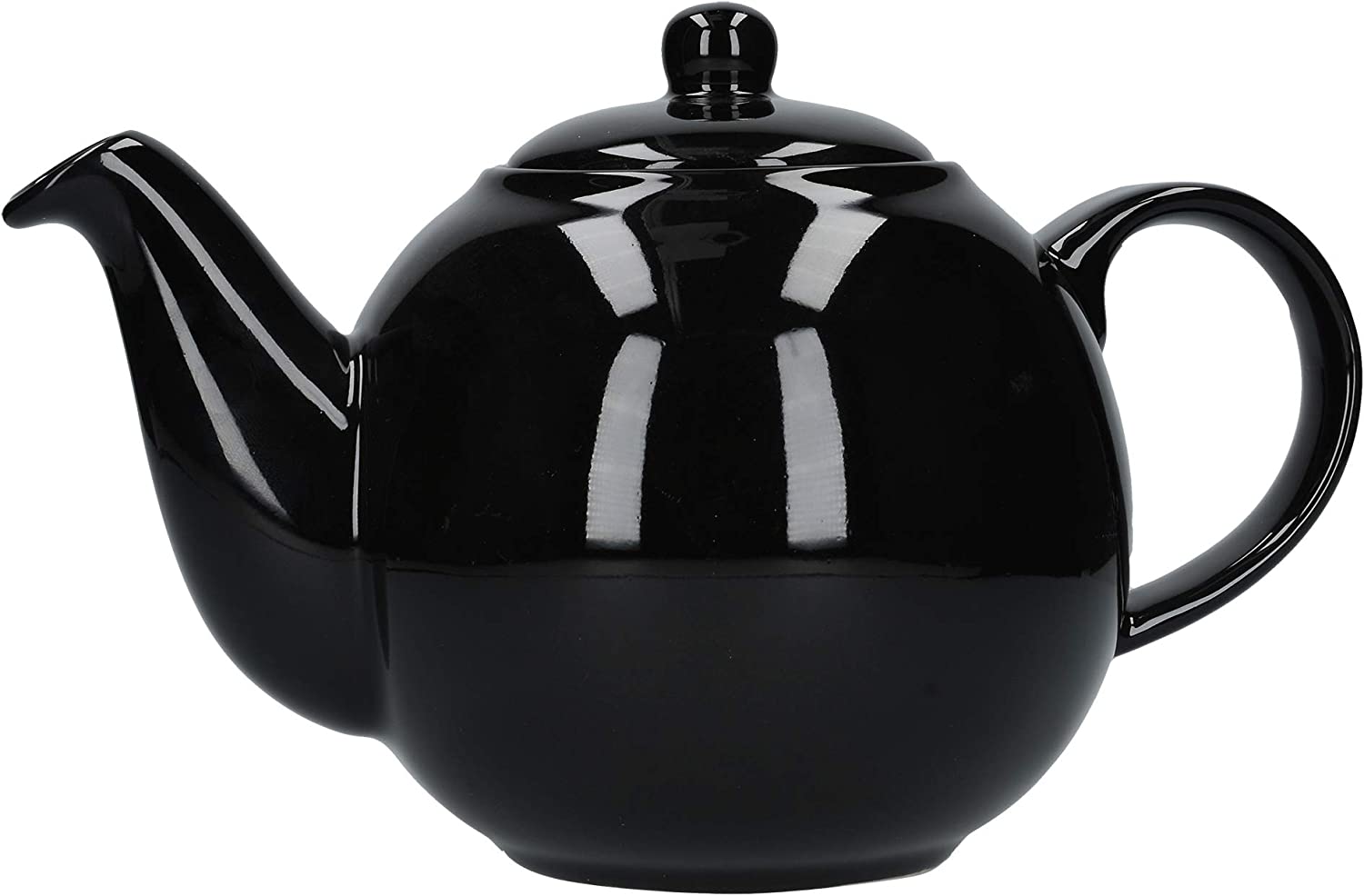 London Pottery 30185 Globe Teapot with Strainer Ceramic Gloss Black 6 Cup (1.2 Litre)