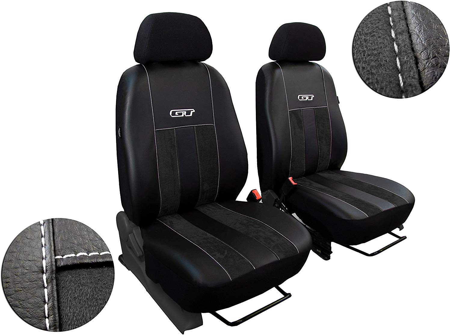 Front Seat Covers Custom Seat Covers/Bus Cover Vauxhall Vivaro II GT Synthetic Suede with Ecoleder.. Includes 3 Colours Other Offers. (Black)