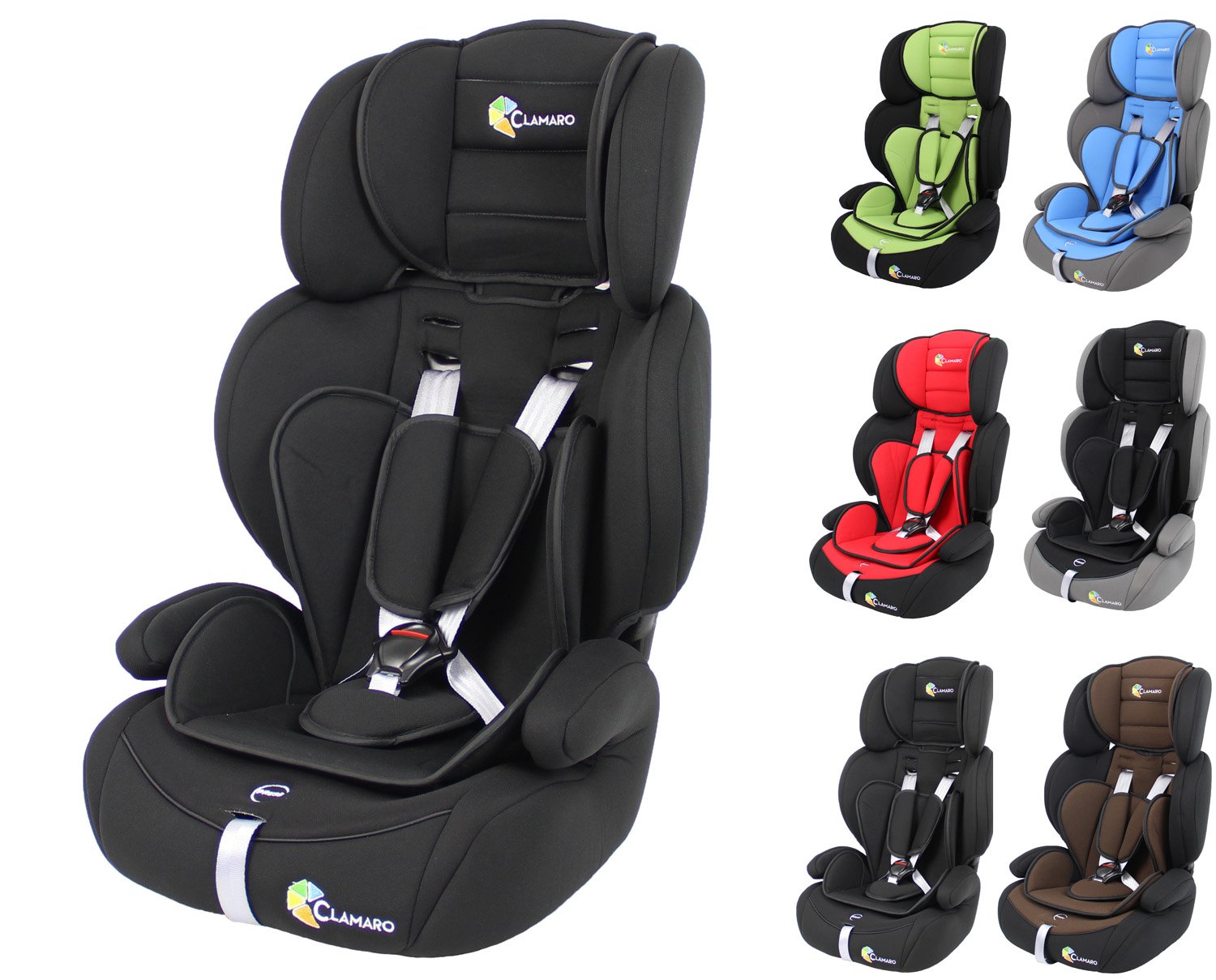 Clamaro Guardian Child Car Seat 9-36 kg Growing with Child Car Seat for Children from 1-12 Years Group 1/2/3 ECE R44/04 Black