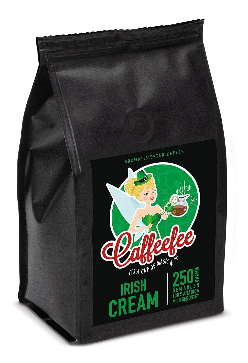 Caffeefee Irish Cream Ground Flavored Roasted Coffee Made from 100% Arabica Beans, Mild Roasted, Refined with Fine Aroma, 250 g