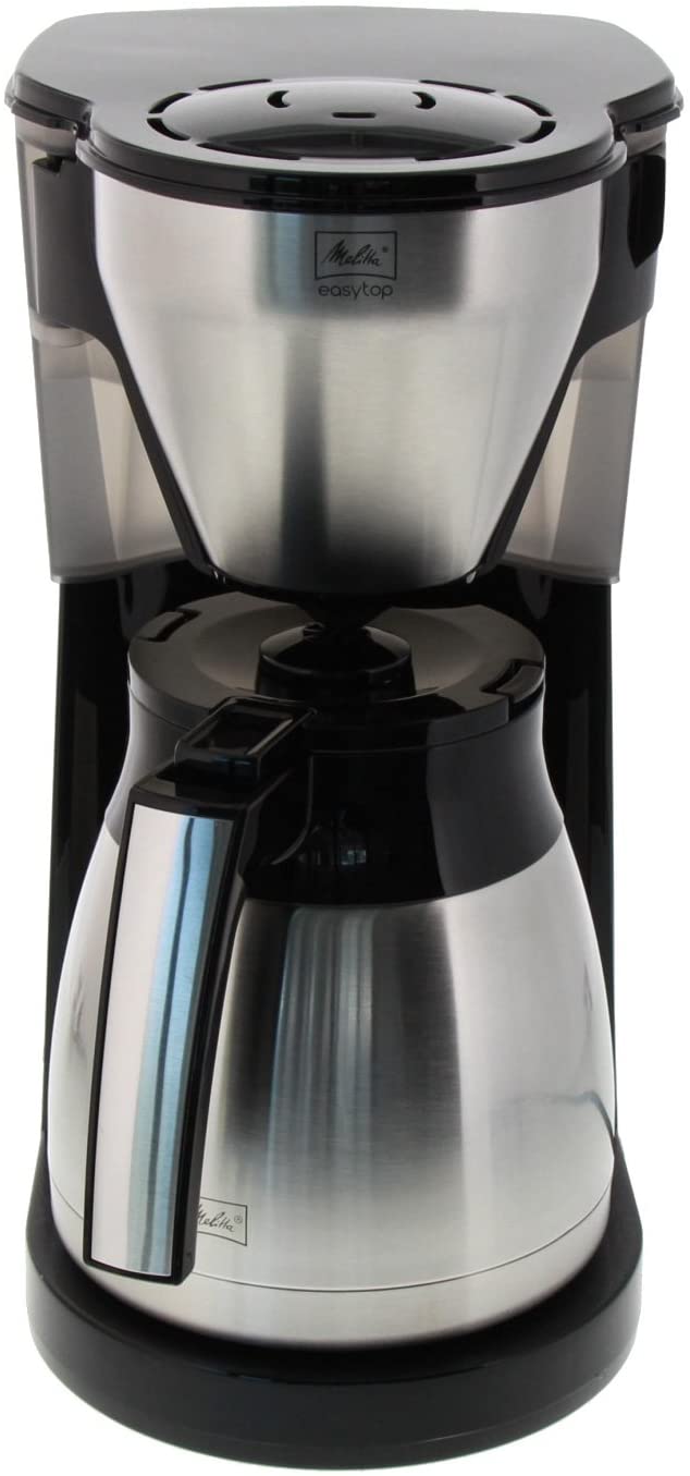Melitta 1010-11 Filter Coffee Machine with Thermal Jug, Compact Design, Easy Top Therm Stainless Steel, Black, 1.2 Litres