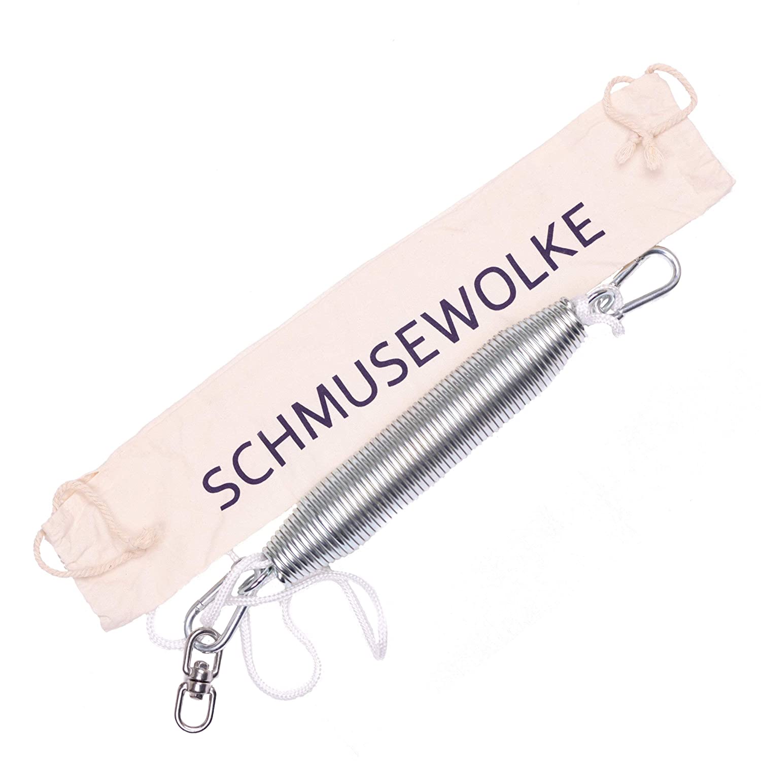 SCHMUSEWOLKE Special Spring for Baby Hammock (0-18 kg) Including Safety Rope, Spring Covers, 2 Carabiners and Swivel Swivels)