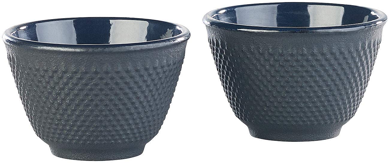 Rosenstein & Söhne Asian Tea Cups Set of 2 Asian Tea Cups Cast Iron and Enamel Black (Tea Bowl)