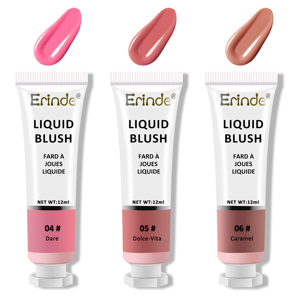 Erinde Gel Cream Blush Makeup, Dewy Finish, Lightweight, Breathable Feel, Water-Based Liquid Blush, Summer Refreshing Makeup, 04#05#06, ‎04#05#06