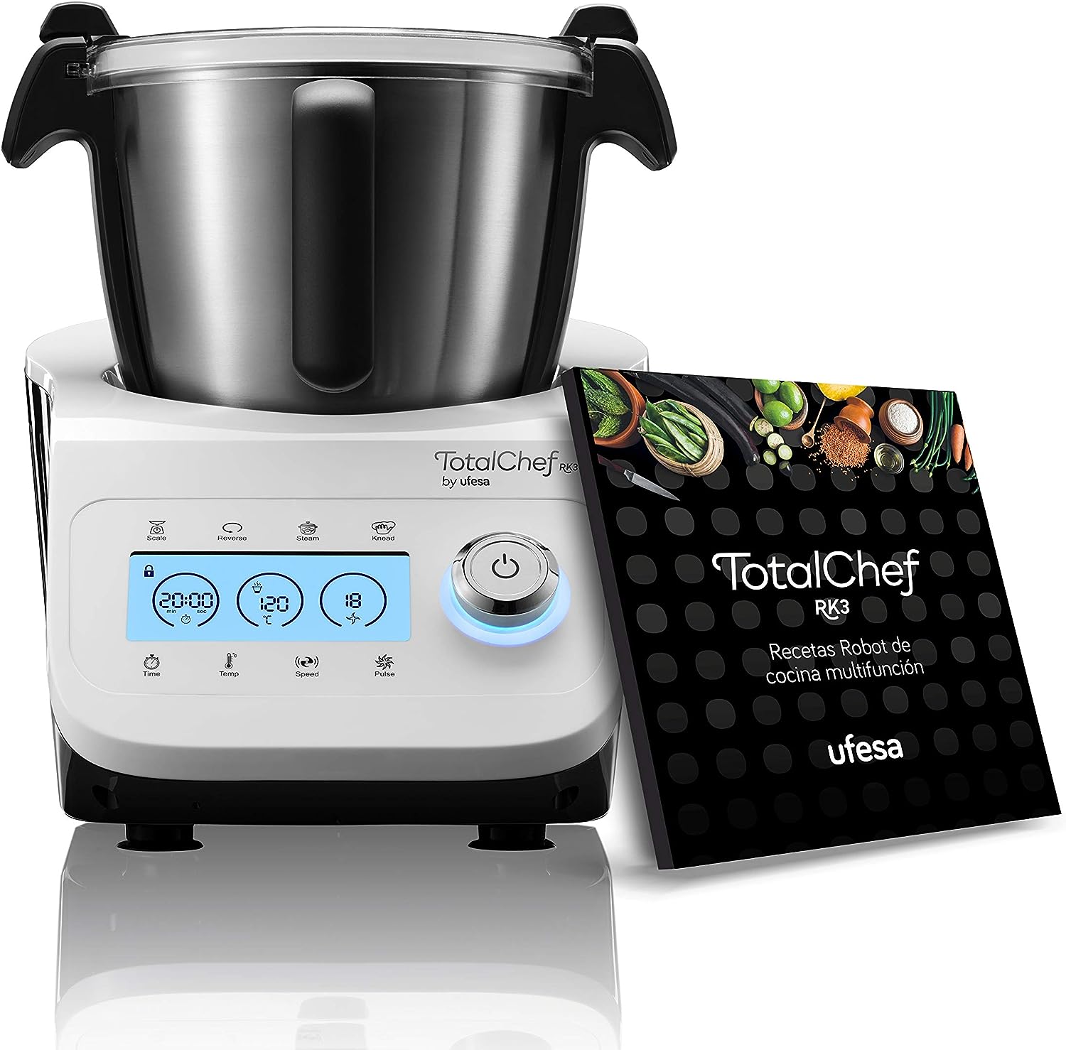 Ufesa TotalChef RK3 Multifunction Food Processor 30 Functions Capacity 3.5L LCD Display with Touch Buttons, Built-in Scale, Includes Recipe Book PDF, White