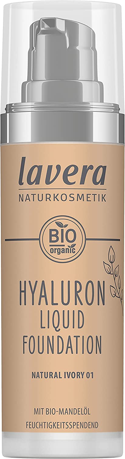lavera Hyaluronic Liquid Foundation - Cool Ivory 02 - Natural Cosmetics - Vegan - Silky, Light Texture - Free from Mineral Oil - Natural Hyaluronic Acid & Organic Almond Oil - 30 ml, ‎cool