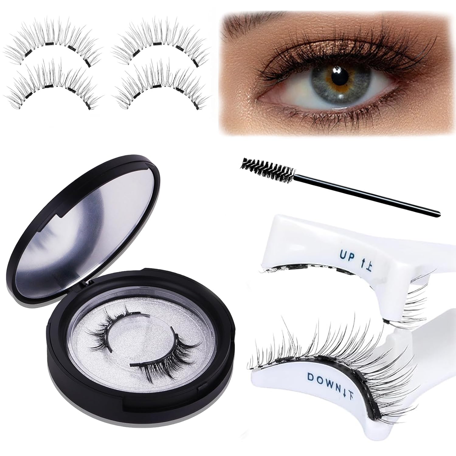 Eyelashes, Magnetic Eyelashes, Natural Look, Magnetic Eyelashes, Without Eyeliner, Without Glue, Magnetic Eyelashes with Pliers, Reusable, Waterproof Magnetic Eyeashes Set for Make-Up, Party