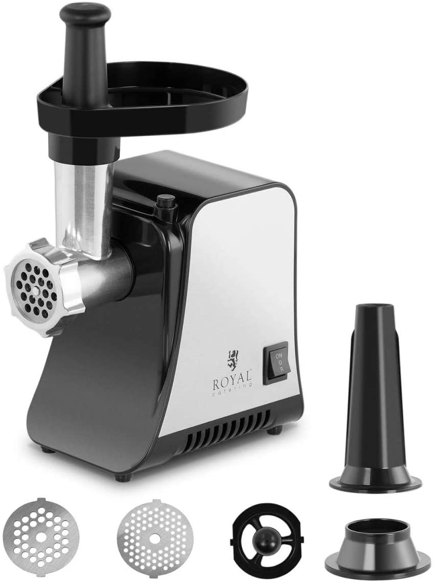 Royal Catering RCMM-1300W Meat Mincer Return 48 kg/h 1,300 W Stainless Steel Casing 3 Perforated Discs