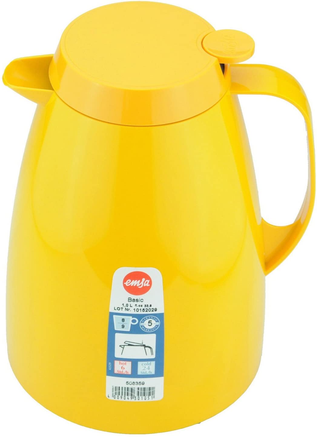 Emsa 508359 vacuum flask, thermos flask, 1l filling volume, coffee pot, quick tip closure, basic in orange