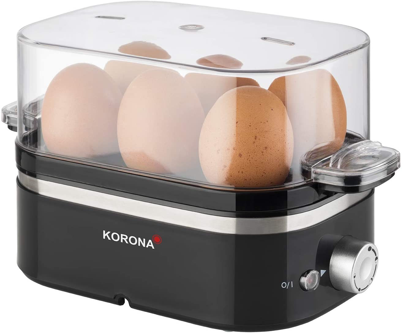 Korona 25306 Egg Cooker 1 to 6 Eggs 400 Watt Max. Adjustable Hardness Measuring Cup with Egg Slicer Included