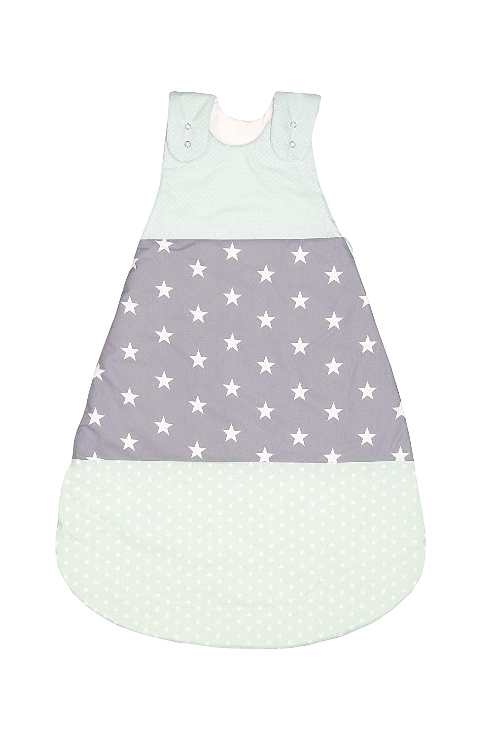 ULLENBOOM® Baby Sleeping Bag, 0 to 18 Months, Sizes: 56 / 62 / 68 / 74 / 80 / 86 (Made in EU) - for Spring, Autumn and Winter, with Motif: Stars.