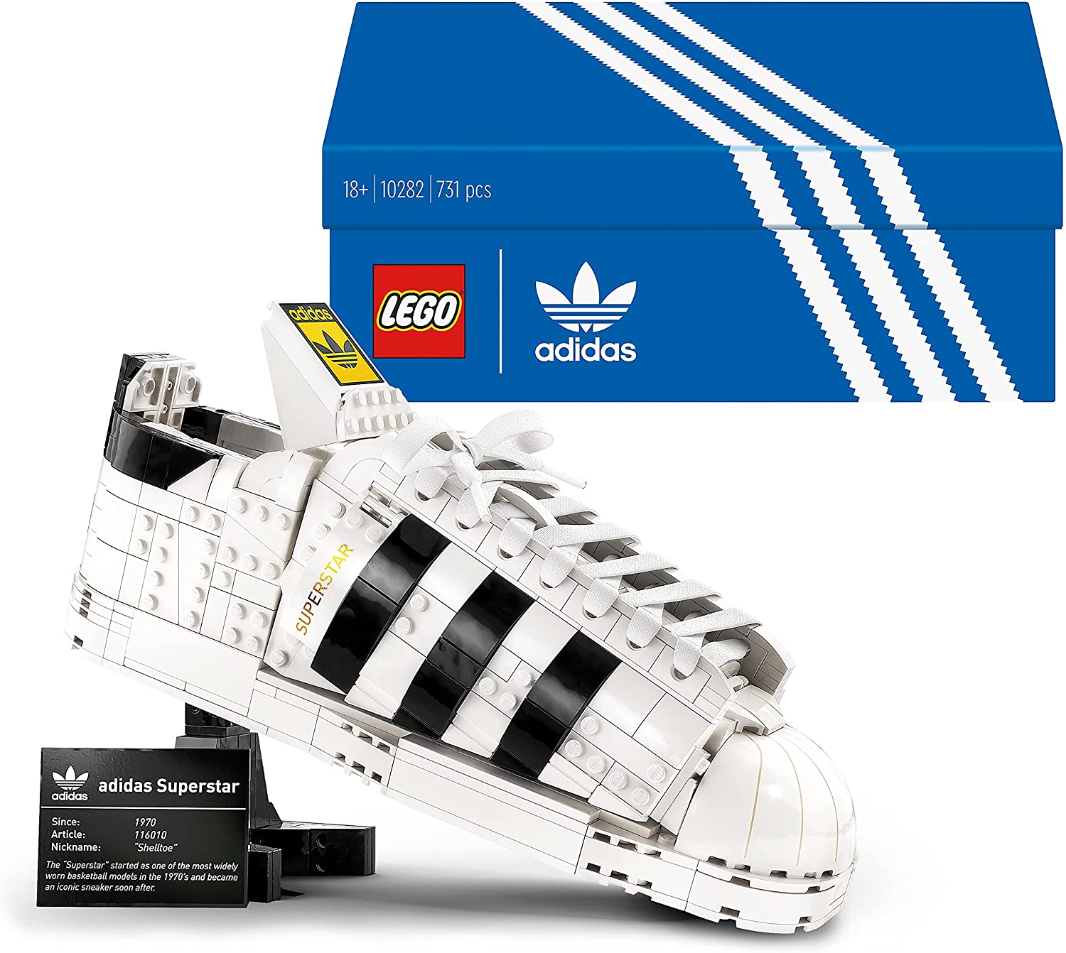 LEGO Adidas Originals Superstar Adult Sports Shoe Model Kit Collectible Dis