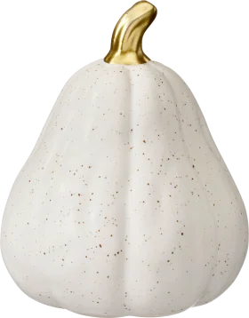 Decorate & Furnish Ceramic pumpkin with golden stem, white, large, 1 piece