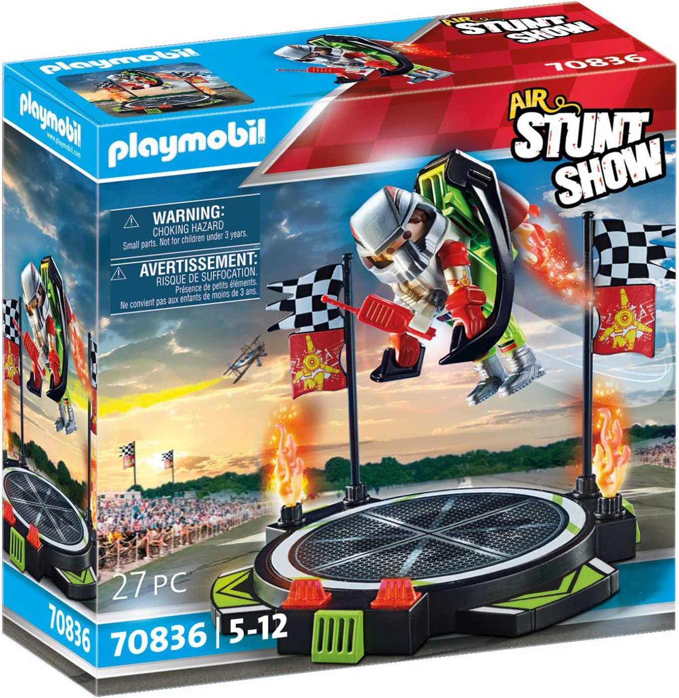 PLAYMOBIL Air Stunt Show 70836 Air Stuntshow Jetpack Aviator with Removable Radio, Gloves, Helmet and Chest Armour, from 5 Years