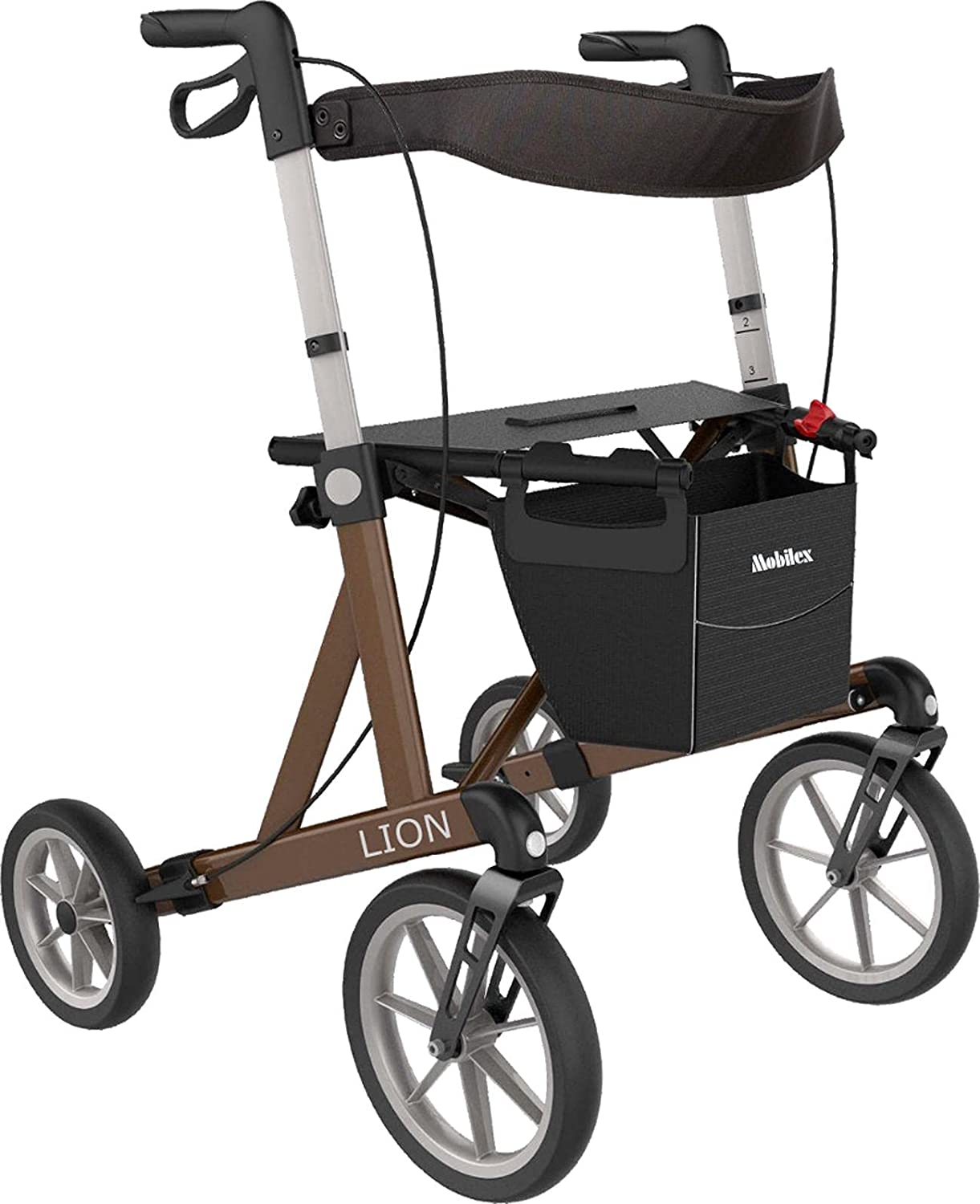 FabaCare Lion Outdoor Walker Premium Lightweight Walker with FabaCare Safety Reflectors up to 200 kg Metallic Brown Seat Height 62 cm