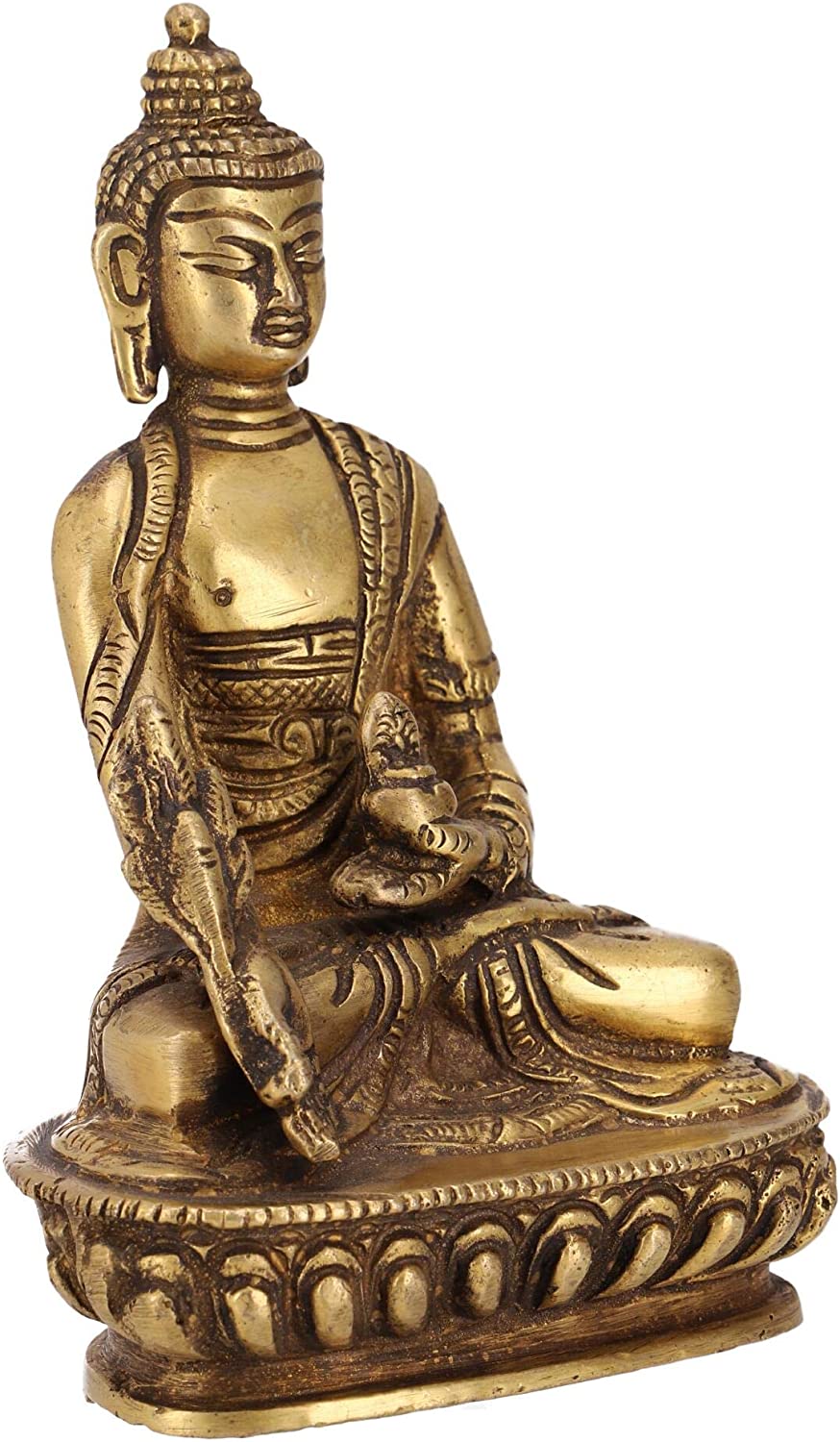 GURU SHOP Model 11 Buddha Statue Brass Medicine Buddha 14 cm Gold Buddha