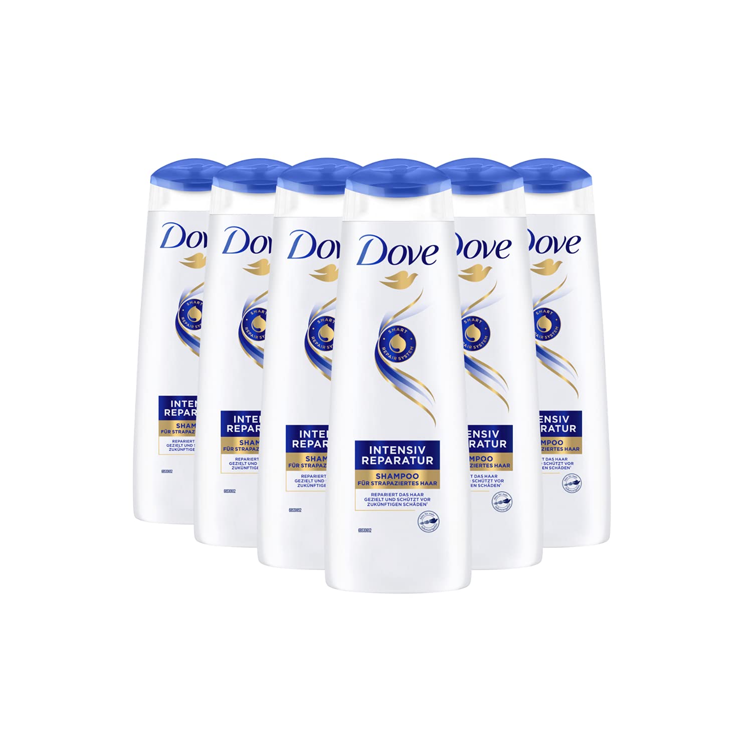 Dove Nutritive Solutions intensive repair for damaged hair shampoo with keratin repair system, pack of 6 (6 x 250 ml)
