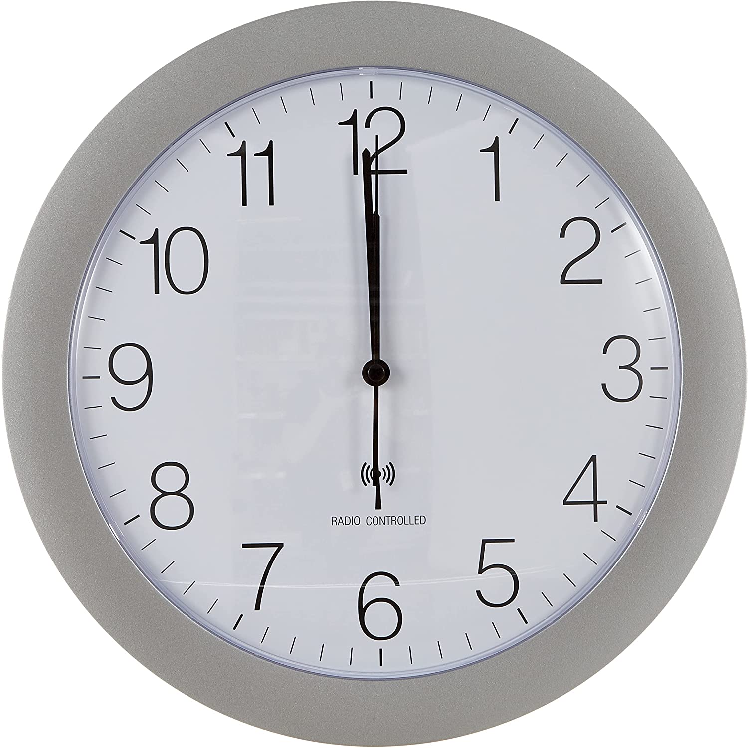 TFA Dostmann Design 60.3512.02 Radio-Controlled Wall Clock Large Suitable as Kitchen Clock Silver
