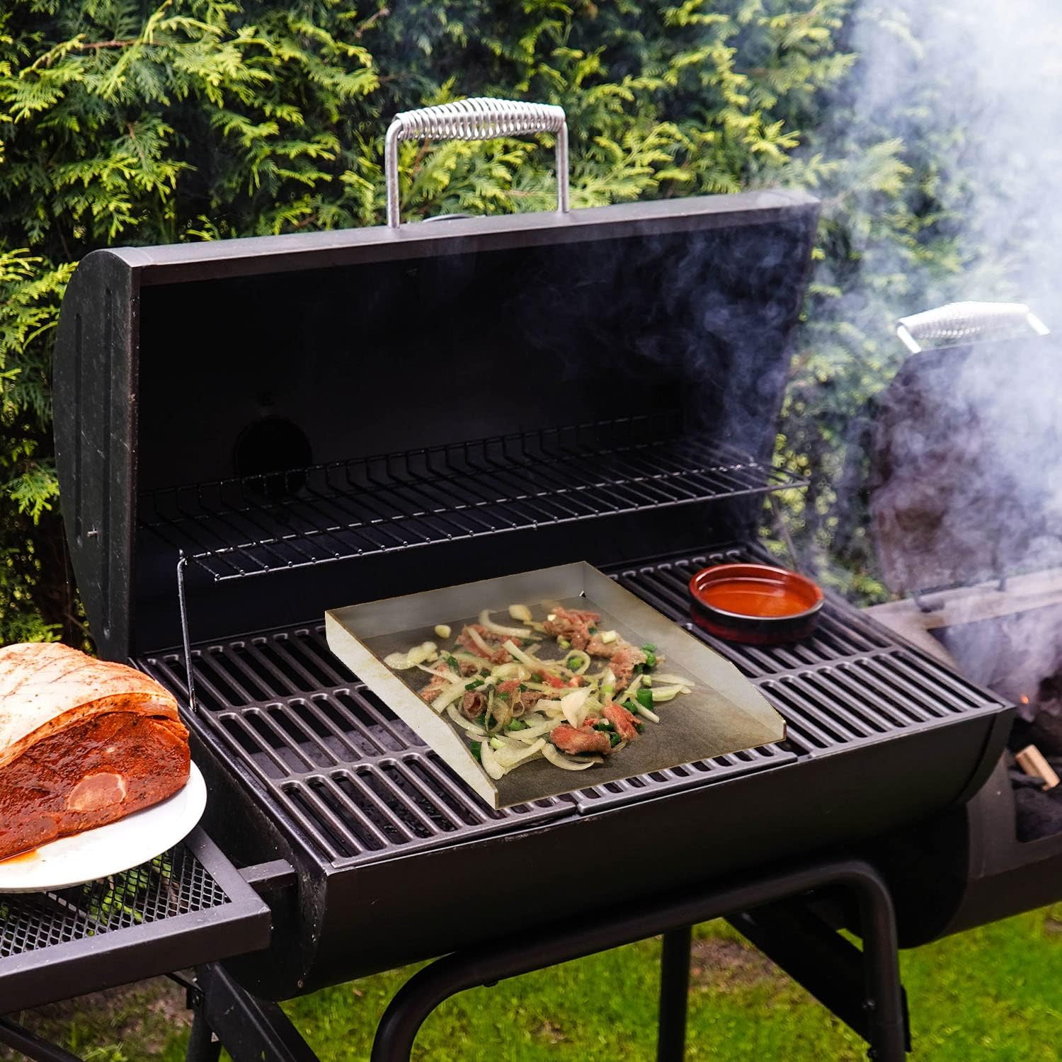 45 x 30 cm Stainless Steel Grill Plate, BBQ Plancha Grill Tray for Napoleon Rogue (Also with Rear Burner), Weber Charcoal and Most Grills