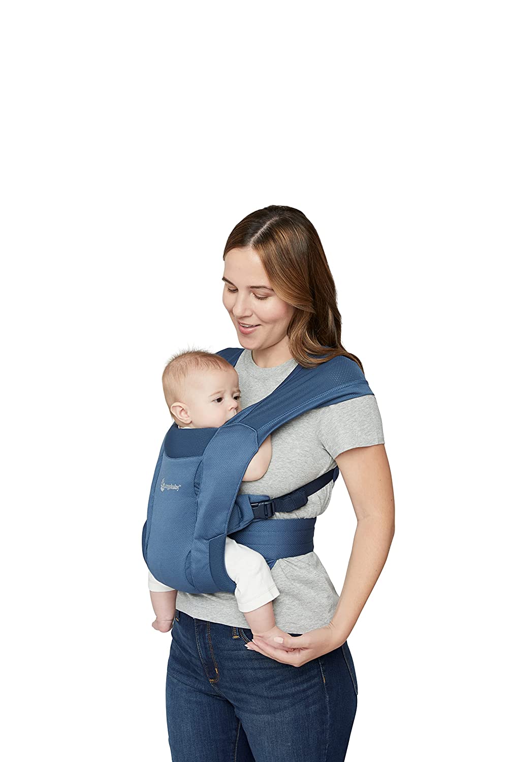 Ergobaby Embrace Soft Air Mesh Baby Carrier for Newborns from Birth, 2-Position Belly Carrier, Baby Carrier, Ergonomic, Blue