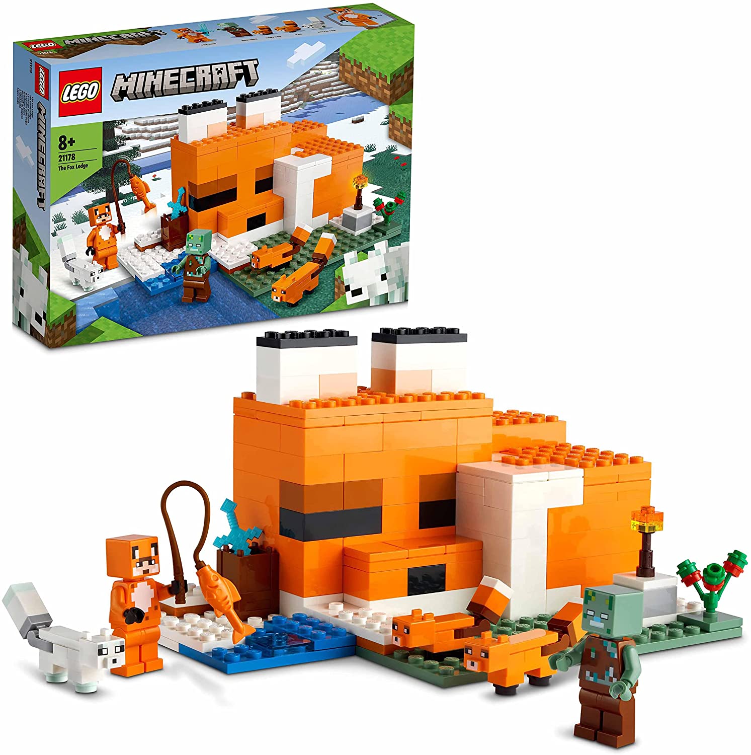LEGO 21178 Minecraft Die Fuchs-Lodge, Spielzeug für Kinder ab 8 Jahren mit 