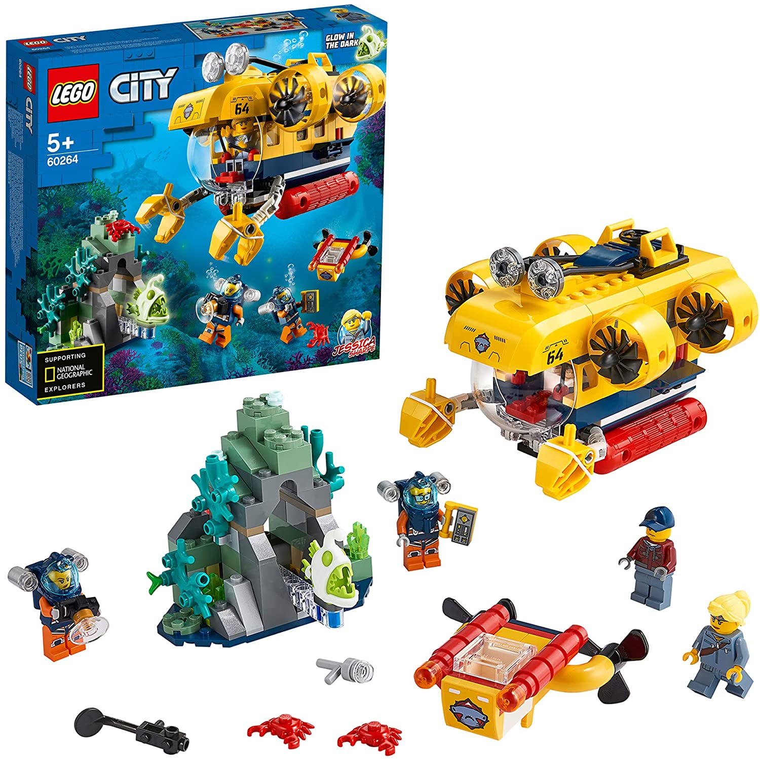 Lego City Ocean Exploration Submarine Deep Sea Set-60264-Diving Adventure T