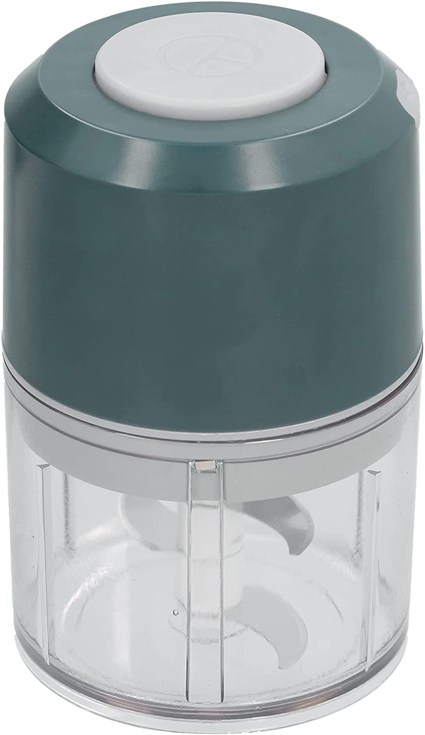 DOJR Elektrische Knoblauchmühle, wiederaufladbarer USB-Doppelschicht-Edelstahl-Schneidkopf, Mini-Knoblauchwolf, tiefer, breiter Flaschenmund für die Küche(Grün-260)
