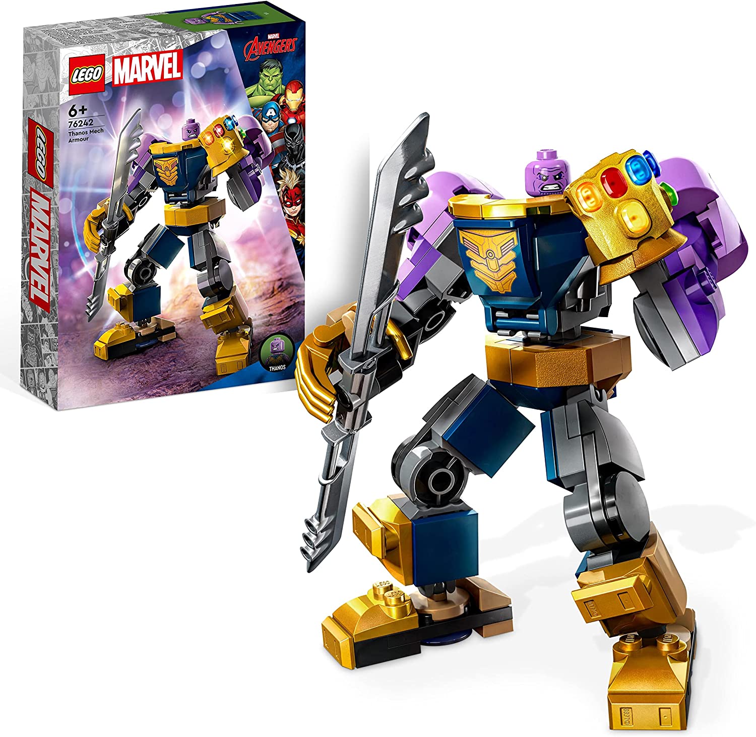 LEGO 76242 Marvel Thanos Mech Set, Action Figure with Infinity Gauntlet, Avengers Superhero Gift for Collecting and Building for Children from 6 Years