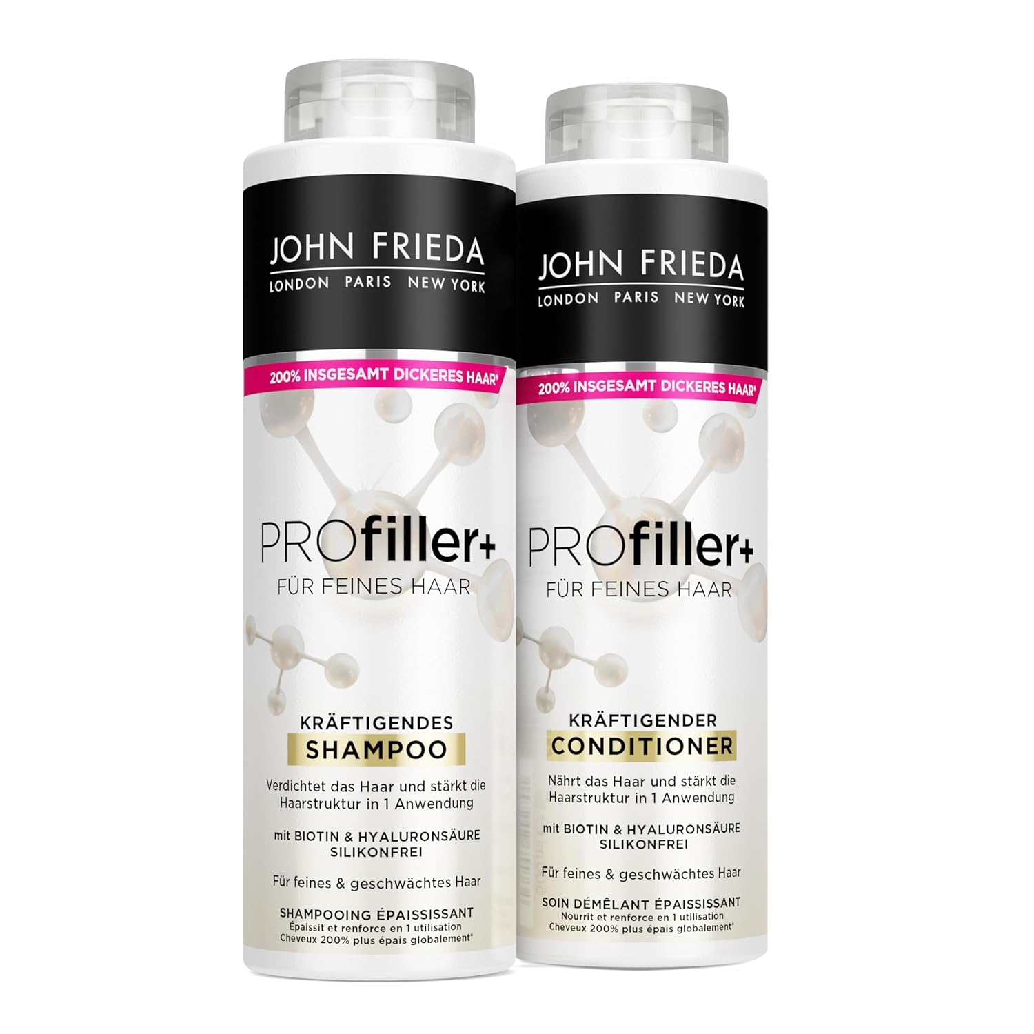 John Frieda Profiller+ Shampoo/Conditioner Value Set - Contents: 1 x shampoo 500 ml & 1 x Conditioner 500 ml - for fine hair