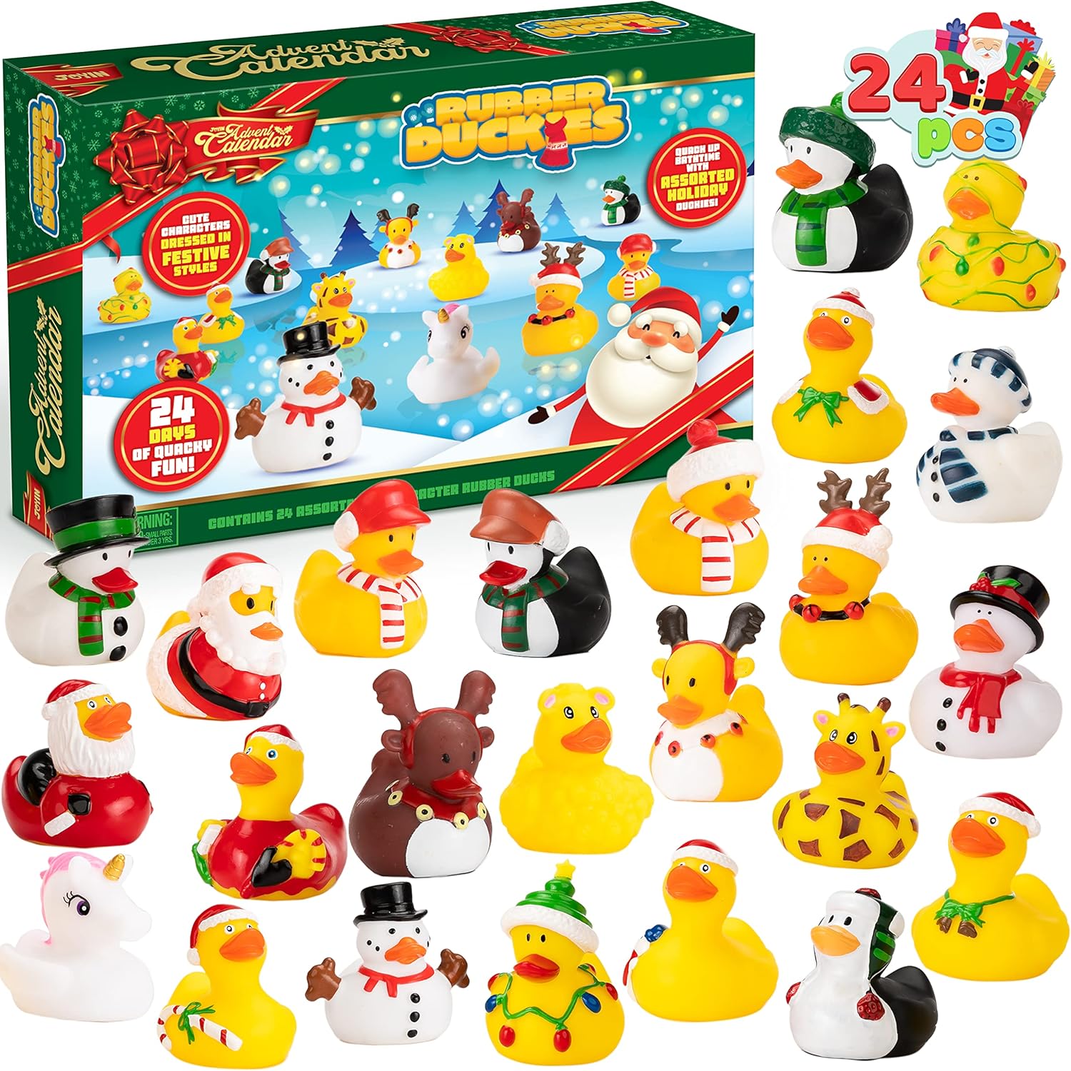 JOYIN Advent Calendar 2023 with Toy Duck for 24 Days Christmas Countdown with 24 Rubber Ducks for Children Boys Girls Gifts Christmas Calendar