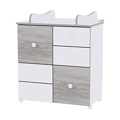 Lorelli Cupboard Chest of Drawers 83 x 71 x 96 cm 4 Drawers 2 Doors with Shelf grey