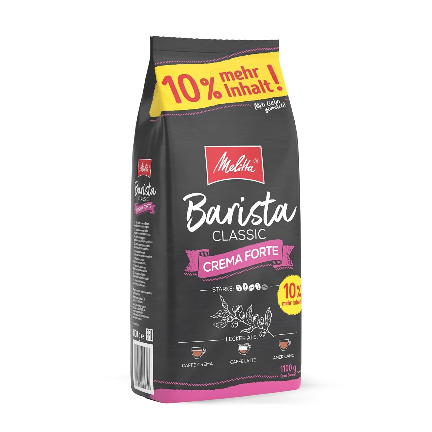 Melitta Barista Classic Crema Forte, Whole Coffee Beans 1.1 kg, Unground, Coffee Beans for Fully Automatic Coffee Machine, Strong Roast, Strength 4