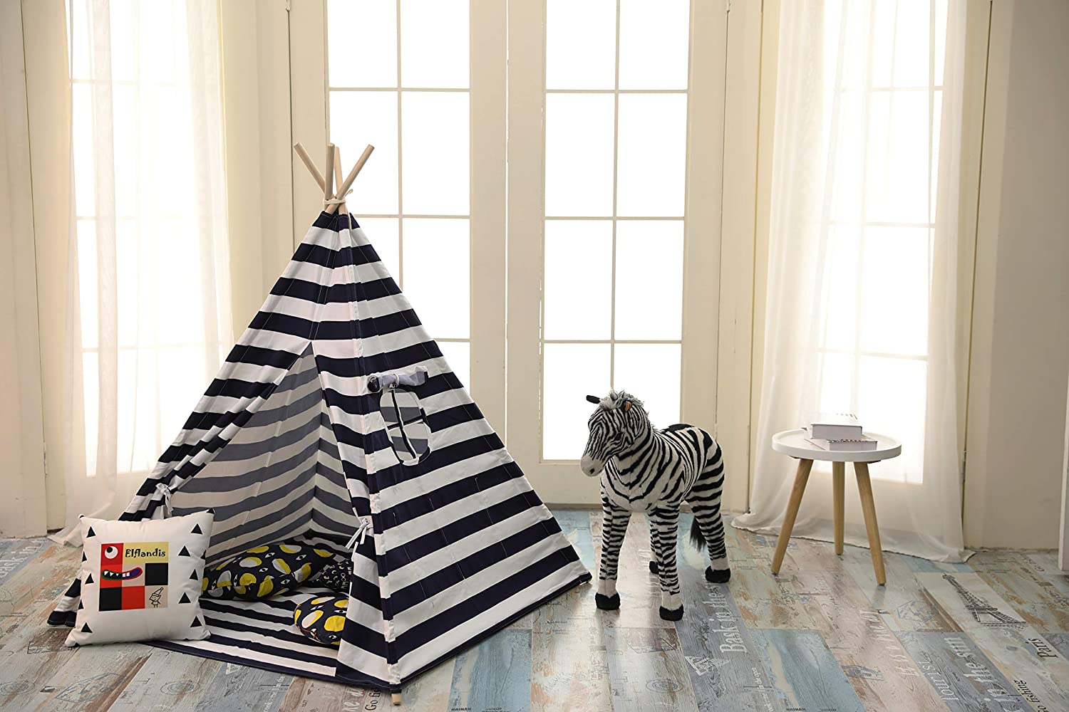 Elflandis Teepi cotton kids play tent with mat and storage bag.