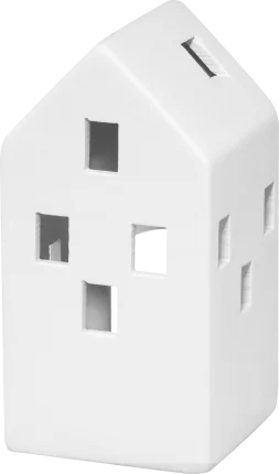 Ceramic lantern, house, matt white (14 cm), 1 piece