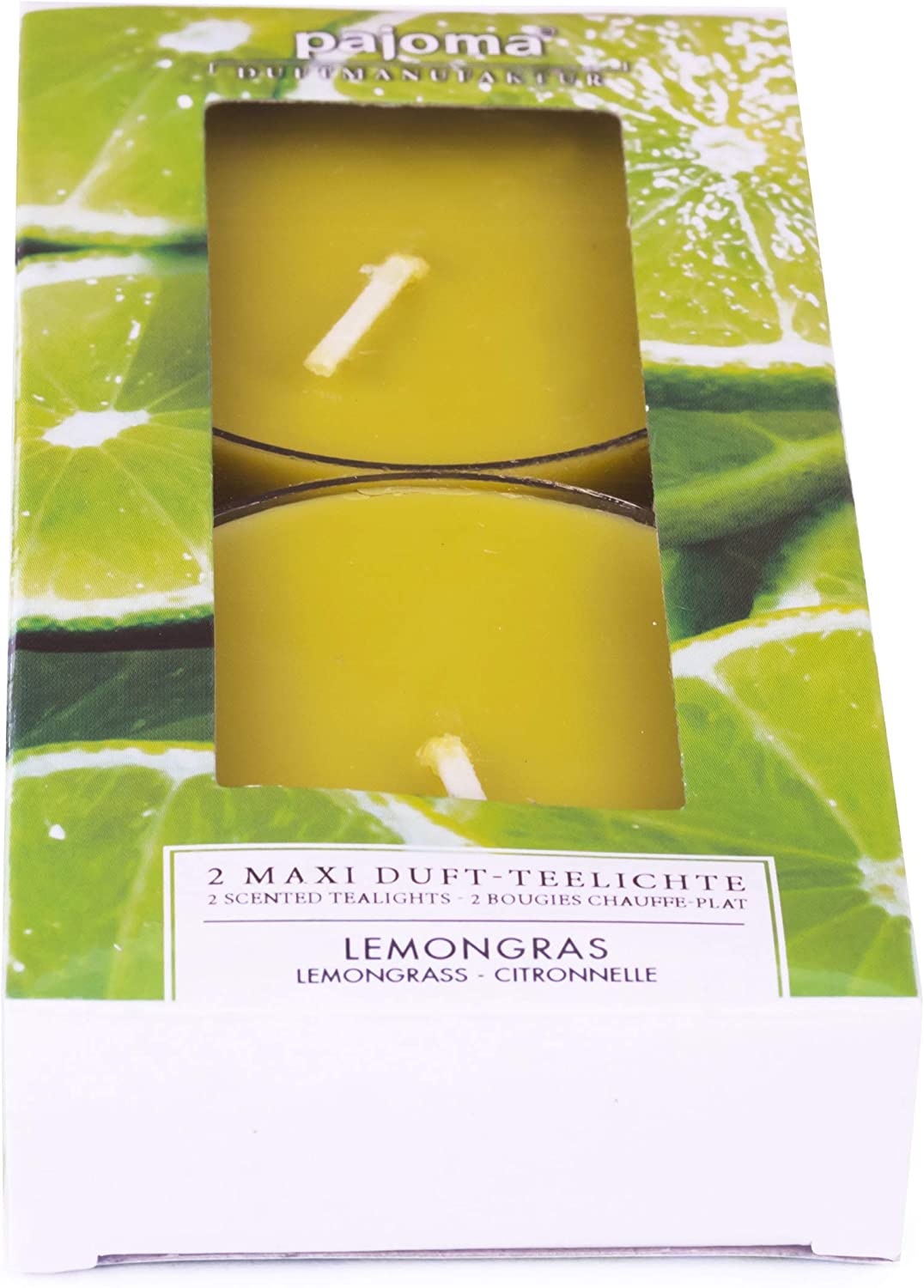 Pajoma Maxi Teelichte Lemongras, 10Er Pack (5 X 2 Maxi Duft-Teelichte) In P