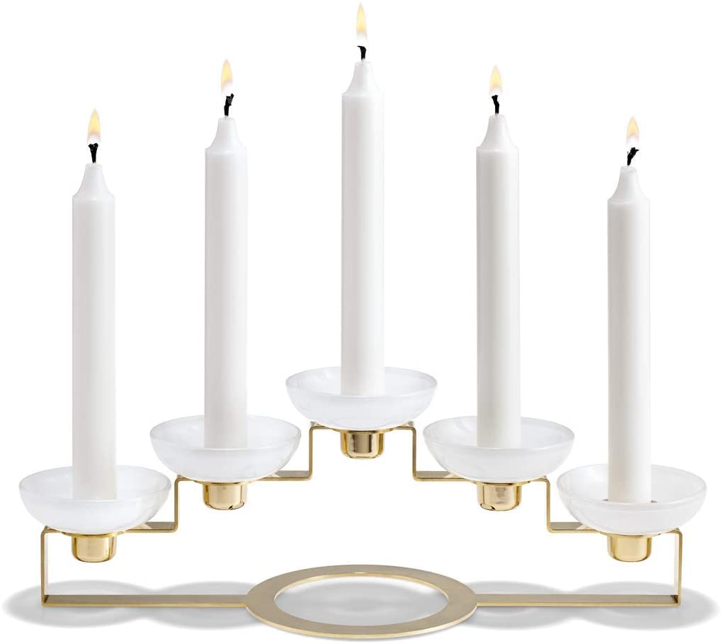 Lumi 5 Arm Candle Holder, Brass