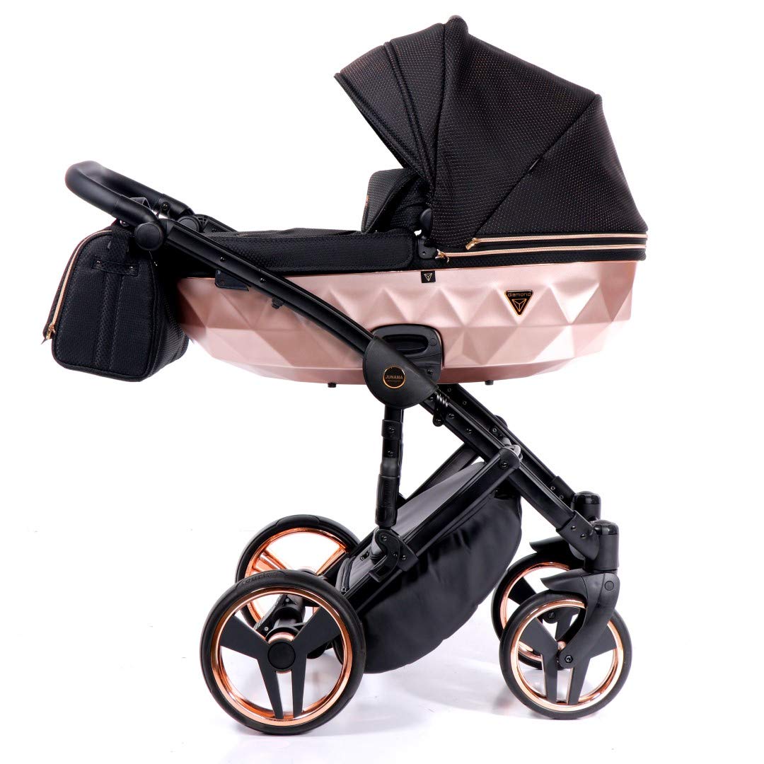 Junama Diamond Mirror Pushchair 2-in-1 Foldable Complete Set - Baby First Equipment Combination Pram Accessories Frame Buggy Baby Seat Sun Protection Baby Pram Reclining Function Pushchair Sports Seat
