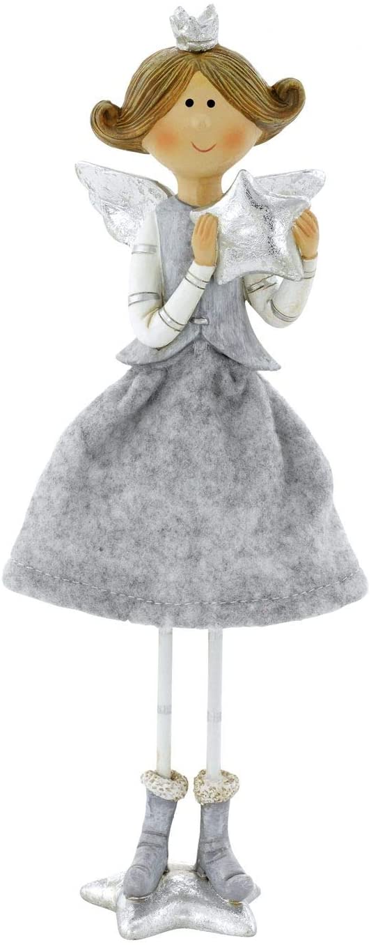 EGLO Winter Christmas Christmas Figurine Advent Fabric Table Decoration Angel Silver White